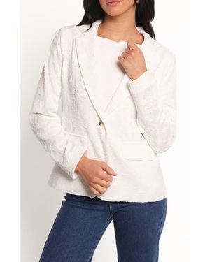 Petal & Pup Darian Lace Knit Blazer - White