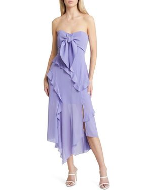 Charles Henry Ruffle Strapless Georgette Dress - Purple