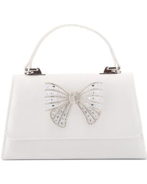 Lady Couture Leslie Crystal Bow Satin Clutch - White