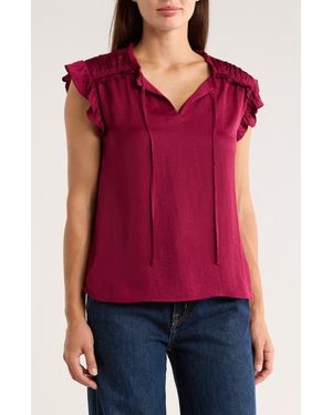 DR2 by Daniel Rainn Ruffle Tie Neck Top - Purple