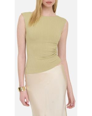Blu Pepper Ribbed Ruched Top - Green