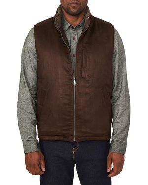 Rainforest Faux Shearling Lined Faux Suede Vest - Brown
