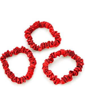 BLISSY 3-Pack Skinny Silk Scrunchies - Red