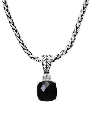 Effy 925 Sterling Onyx & Diamond Pendant Necklace - Black