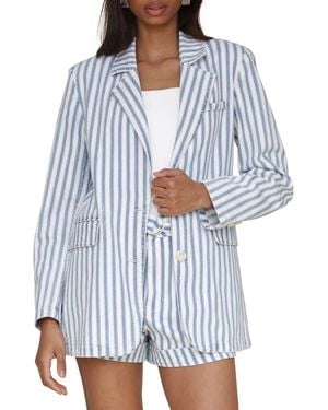 Avec Les Filles Stripe Oversize Blazer - Blue