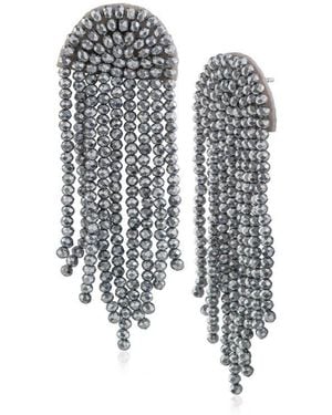 Jardin Beaded Waterfall Drop Earrings - Black