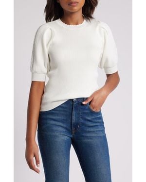 Wit & Wisdom Short Sleeve Rib Sweater - White