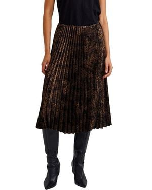 Bella Dahl Metallic Leopard Print Pleated Skirt - Black