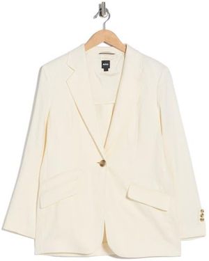 BOSS Linen Blend Blazer - Natural