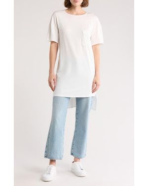 Go Couture Short Sleeve High-Low Tunic Top - White