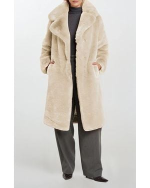 Noize Savannah Faux Fur Longline Coat - Natural