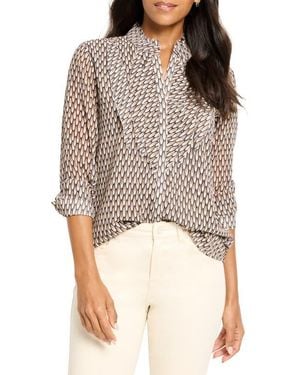 NIC+ZOE Abstract Dot Chiffon Top - Brown