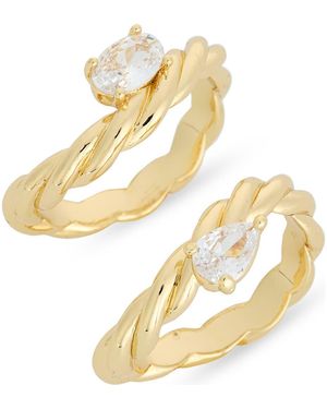Nordstrom Rack 2-Pack Cz Twist Ring - Metallic