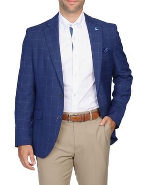 Tailorbyrd Windowpane Notch Lapel Sport Coat - Blue