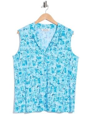 Kasper Printed Sleeveless Top - Blue