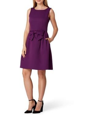 Tahari Sleeveless Bow Waist Fit & Flare Dress - Purple
