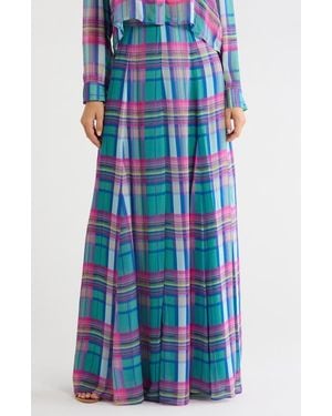 L'Agence Patrica Plaid Maxi Skirt - Blue
