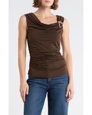 Socialite Hardware Ruched Top - Brown