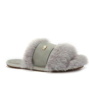 Australia Luxe Muchas Luxe Genuine Shearling Slide Slipper - Gray