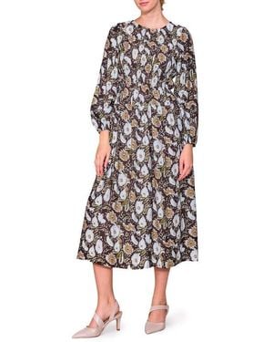 MELLODAY Floral Long Sleeve Midi Dress - Multicolor