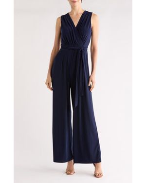 Vince Camuto Faux Wrap Wide Leg Jumpsuit - Blue
