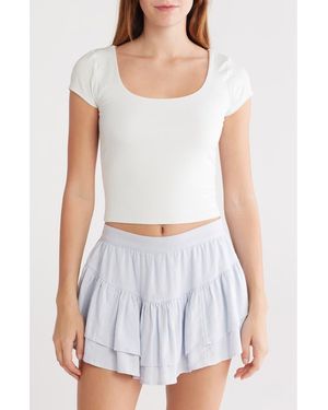 Abound Scoop Neck Cap Sleeve Crop T-Shirt - White