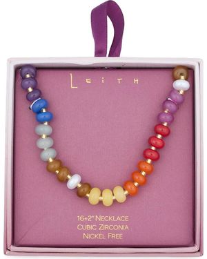 Leith Beaded Necklace - Purple
