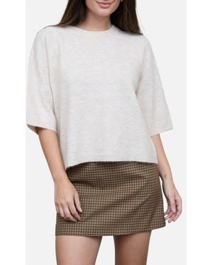 Blu Pepper Crewneck Sweater With Elbow Length Sleeves - White