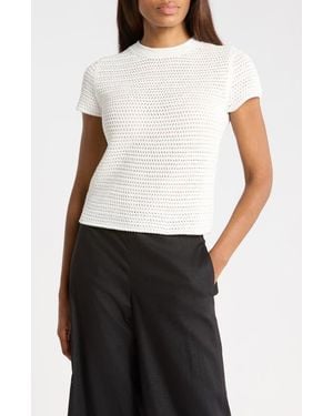 Vince Cotton Crochet Crewneck T-Shirt - White
