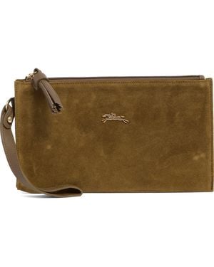 Longchamp Suede Wristlet - Green
