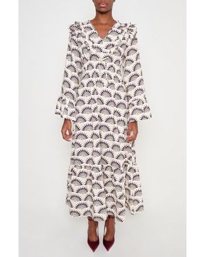 The Lulo Project The Chaos Petal Print Long Sleeve Maxi Dress - White