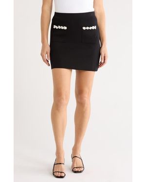 Ellen Tracy Floral Patch Pocket Miniskirt - Black