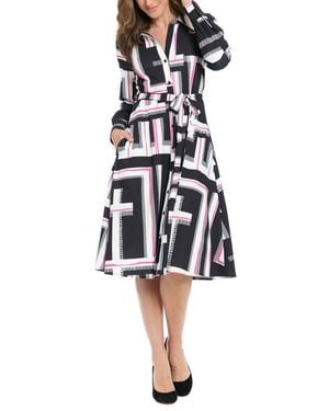 London Times Long Sleeve Shirtdress - Black