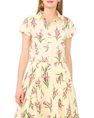 Ted Baker Cap Sleeve Button Up Shirt - Natural