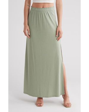 Go Couture Rib Maxi Skirt - Green
