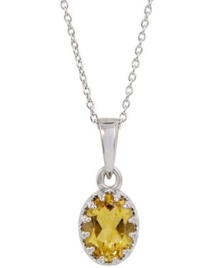 Savvy Cie Jewels Rhodium Plated Sterling Semiprecious Stone Pendant Necklace - Metallic