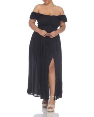 Boho Me Off-Shoulder Flutter Sleeve Maxi Dress - Blue