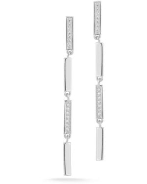 Chloe and Madison Sterling Drop Earrings - White