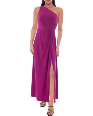 Marina One-Shoulder Front Twist A-Line Gown - Purple