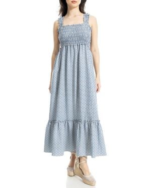 Max Studio Wide Strap Smocked Maxi Dress - Blue