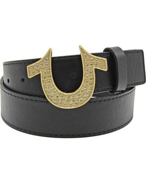 True Religion Sparkle Sage Horseshoe Buckle Belt - Black