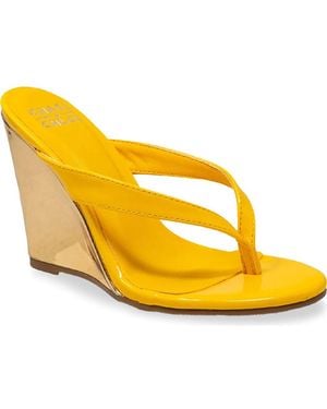 In Touch Footwear Toe Post Wedge Sandal - Yellow
