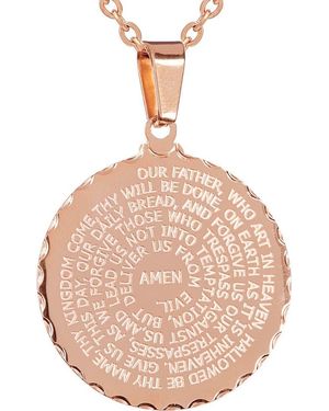 Steeltime 18K Plated Lord's Prayer Pendant Necklace - Pink