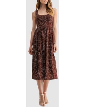 Lush Corset A-Line Midi Dress - Brown