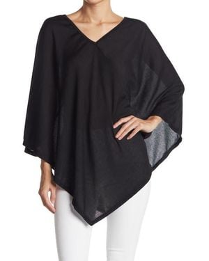 Go Couture Asymmetrical Poncho Sweater - Black