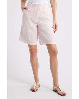 Caslon Easy Waist Linen Bermuda Shorts - Pink