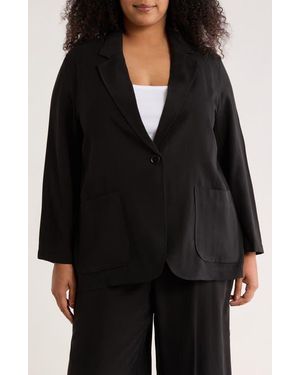 Max Studio Oversize Brushed Twill Blazer - Black