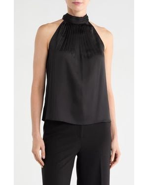Catherine Malandrino Emboidered Collar Halter Top - Black