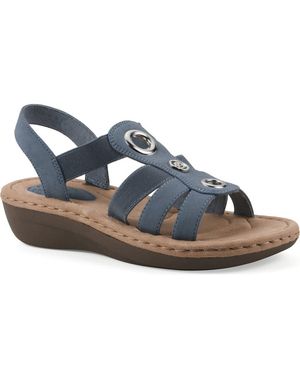 White Mountain Casimir Grommet Stud Wedge Sandal - Blue