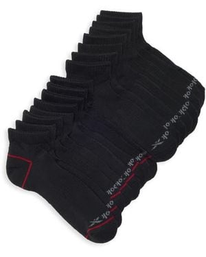 Reebok 8-Pack Assorted Terry Quarter Socks - Black